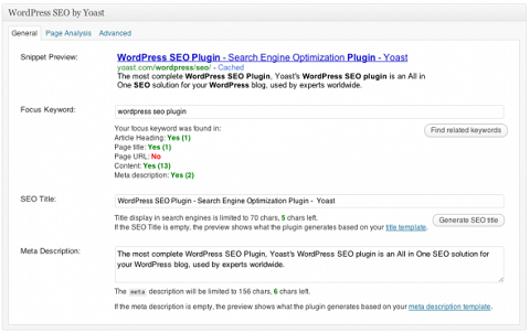 Yoast SEO plugin