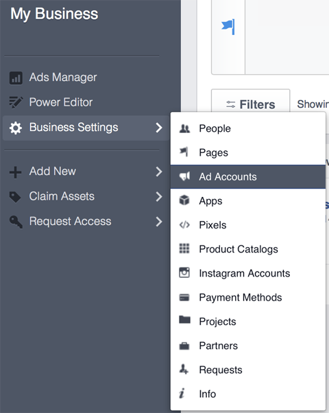 adding a an ads account to business manager