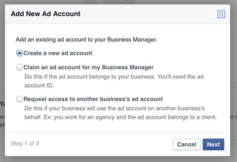 adding a an ads account to business manager