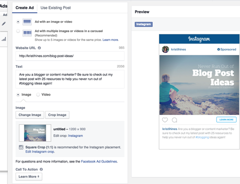 create instagram ad