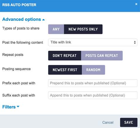 configure auto post feature