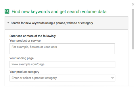 adwords keyword planner search