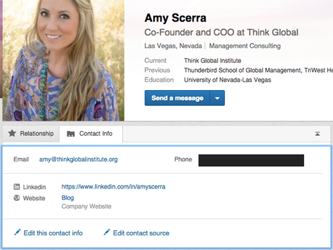 linkedin profile contact information