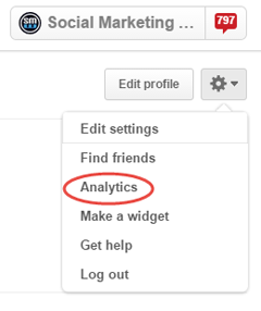 pinterest analytics in menu