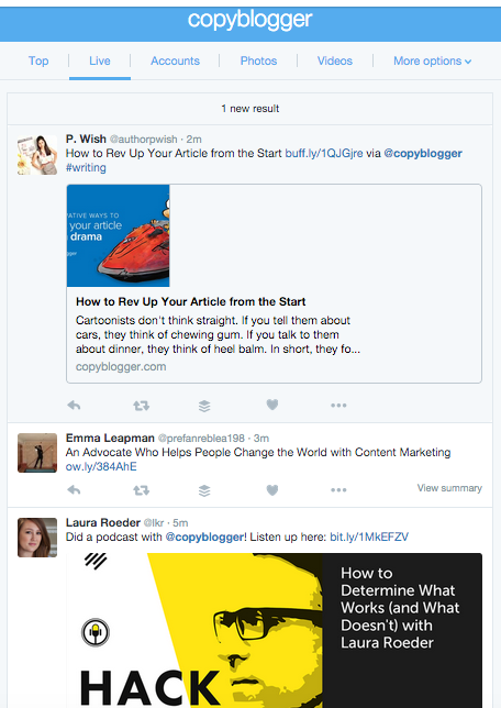 competitor's content shared in tweets