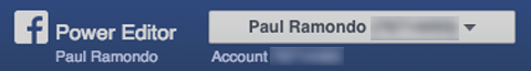 account dropdown in facebook power editor