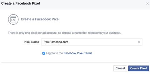 naming a facebook pixel