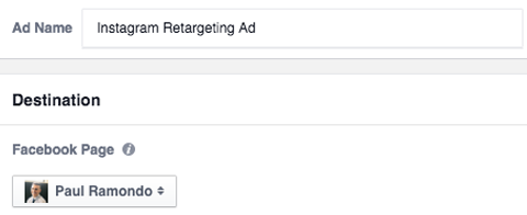  select the desitnation for a retargeting campaign