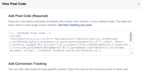 facebook pixel code