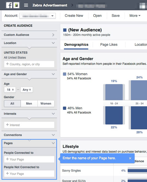 page audience selection