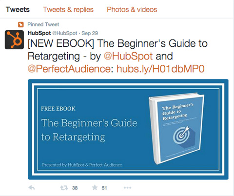 hubspot tweet promoting ebook