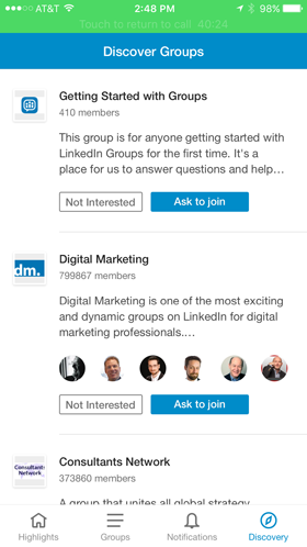 linkedin group discover app