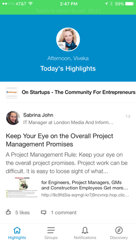 linkedin group highlights app
