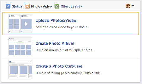 facebook image upload options