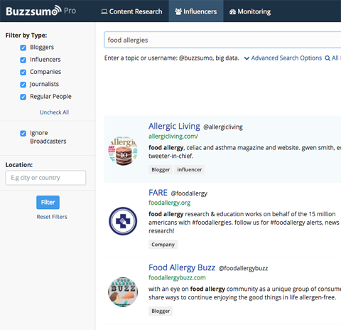 buzzsumo influencer search