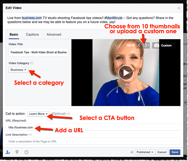 How to get URL of live Facebook videos