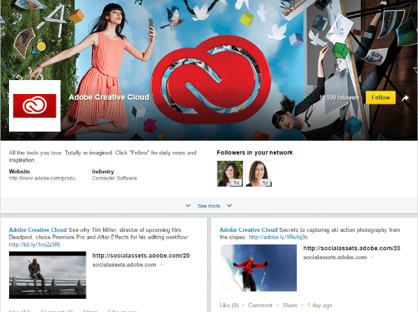 linkedin adobe creative showcase page