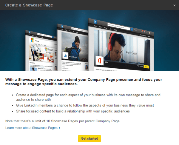 linkedin setup showcase page