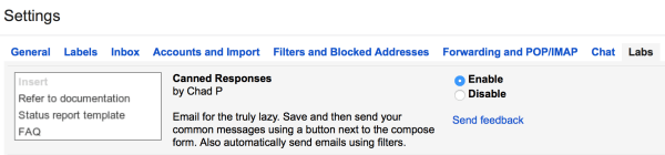 canned responses feature