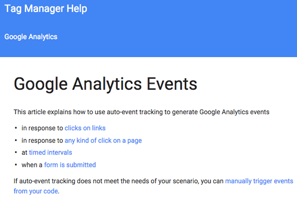 google tag manager events
