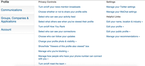 privacy and settings