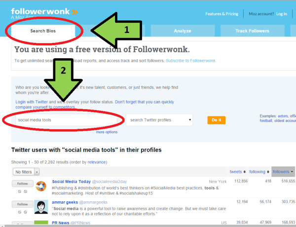 followerwonk bios search example