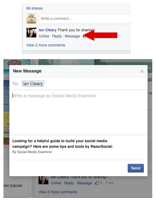 facebook private message replies