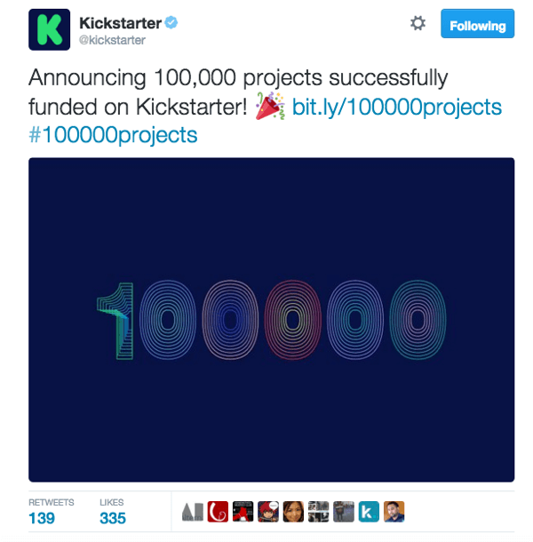 kickstarter twitter example