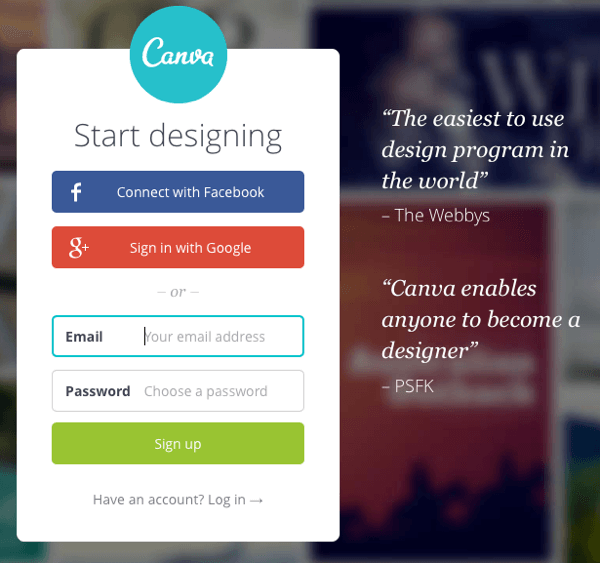 canva account signup