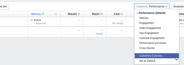 facebook insights canvas columns