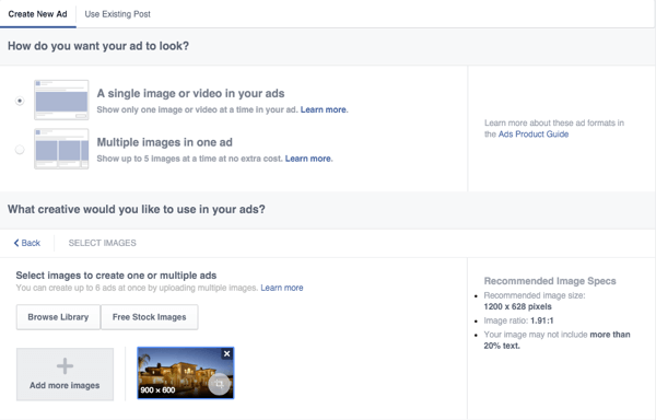 facebook canvas ad set up creative options