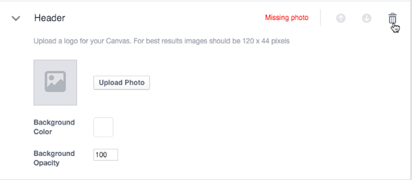 facebook canvas component options