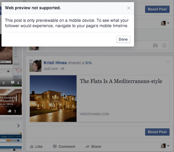 facebook canvas web preview message