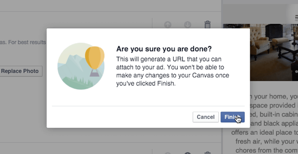 facebook canvas finish query