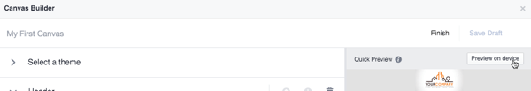 facebook canvas preview button
