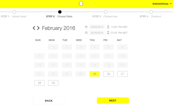 snapchat geofilter date range activation