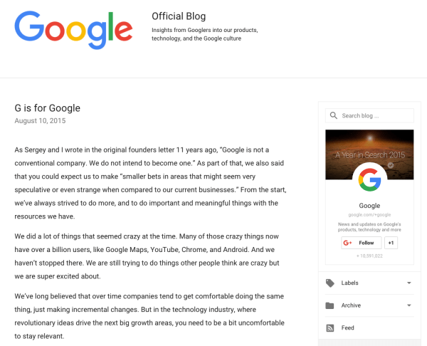 google rebranding announcement letter