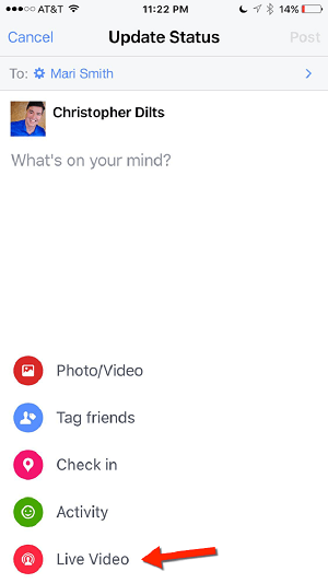 facebook live menu