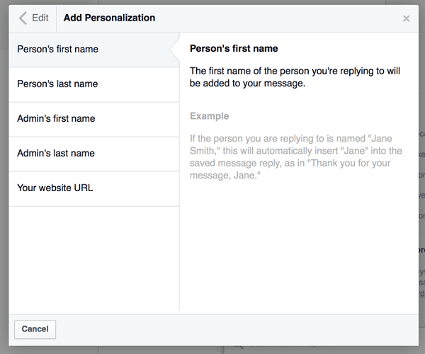 facebook add personalization