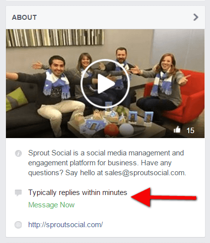 sprout social example facebook response time