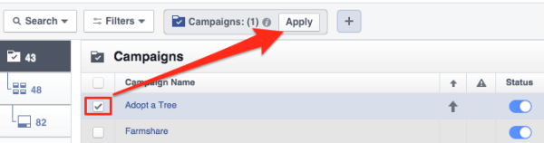 select your campaign and click apply