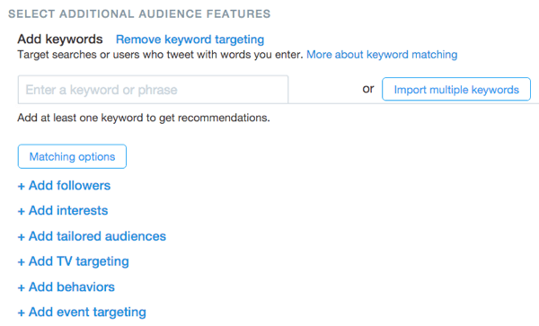 twitter website click keyword targeting