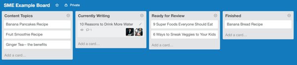 board cards in trello