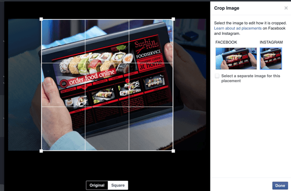 instagram ad cropping options