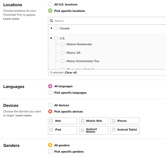 reach the right audience with targeting settings