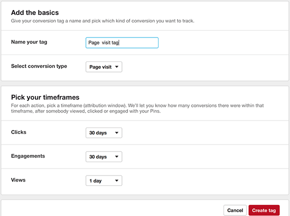 customize conversion tag details