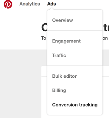 access conversion tracking from ads menu