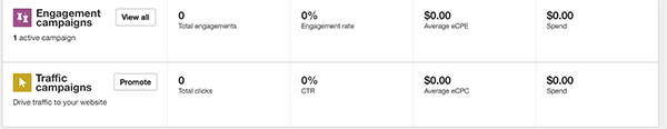 click view all next to campaign type to find a campaign