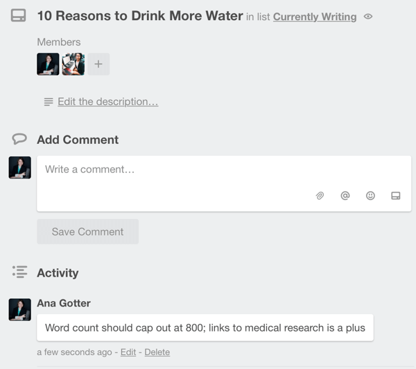 card comments in trello