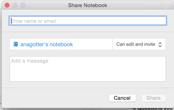 share a notebook in evernote